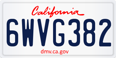CA license plate 6WVG382