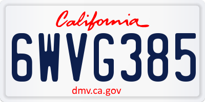 CA license plate 6WVG385
