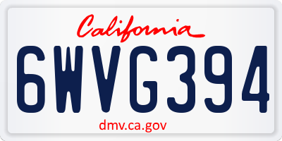 CA license plate 6WVG394