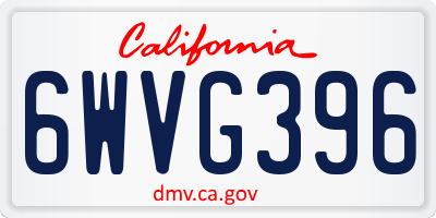 CA license plate 6WVG396
