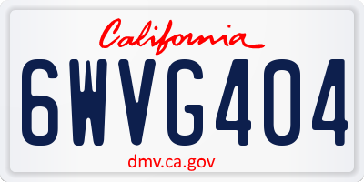 CA license plate 6WVG404