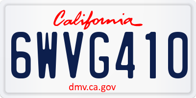 CA license plate 6WVG410