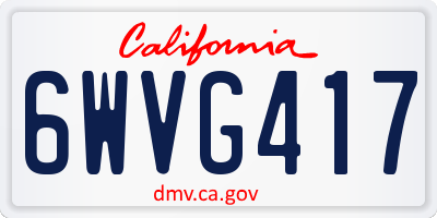 CA license plate 6WVG417