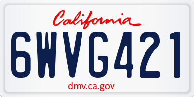 CA license plate 6WVG421