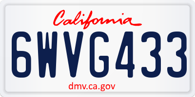 CA license plate 6WVG433