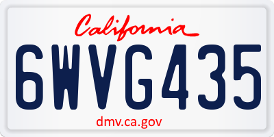 CA license plate 6WVG435