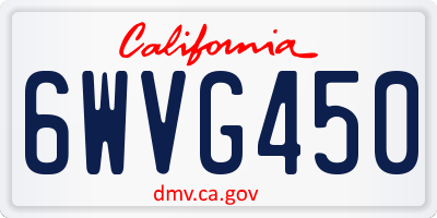 CA license plate 6WVG450