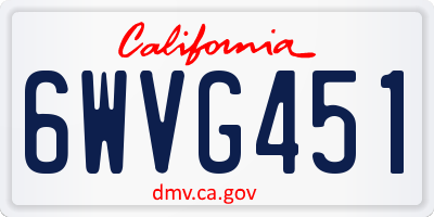 CA license plate 6WVG451