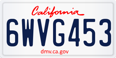 CA license plate 6WVG453