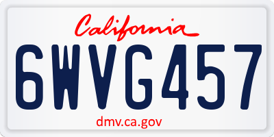 CA license plate 6WVG457