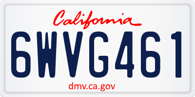 CA license plate 6WVG461