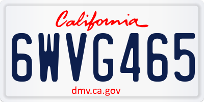 CA license plate 6WVG465
