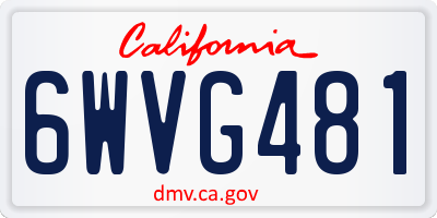 CA license plate 6WVG481