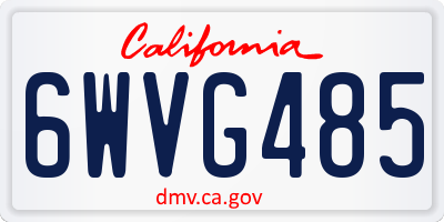 CA license plate 6WVG485