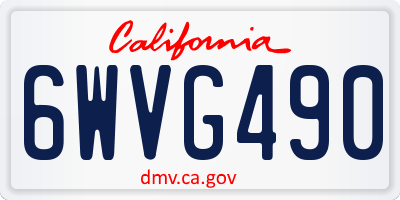 CA license plate 6WVG490
