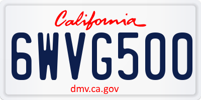 CA license plate 6WVG500