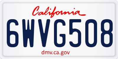 CA license plate 6WVG508