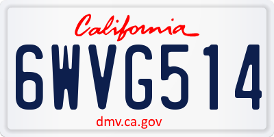 CA license plate 6WVG514