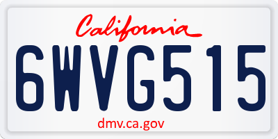 CA license plate 6WVG515