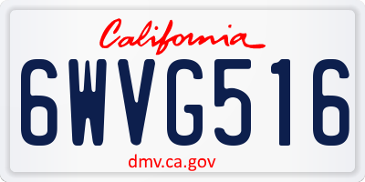 CA license plate 6WVG516