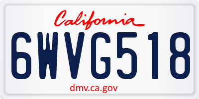 CA license plate 6WVG518