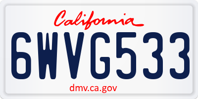 CA license plate 6WVG533