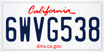 CA license plate 6WVG538
