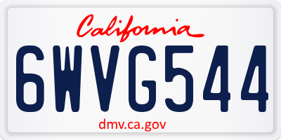 CA license plate 6WVG544