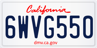 CA license plate 6WVG550