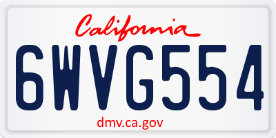 CA license plate 6WVG554
