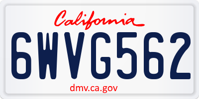 CA license plate 6WVG562