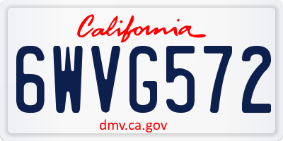 CA license plate 6WVG572