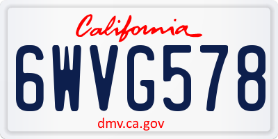 CA license plate 6WVG578