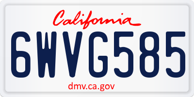 CA license plate 6WVG585