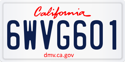 CA license plate 6WVG601