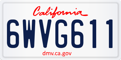 CA license plate 6WVG611