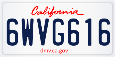 CA license plate 6WVG616