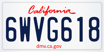 CA license plate 6WVG618