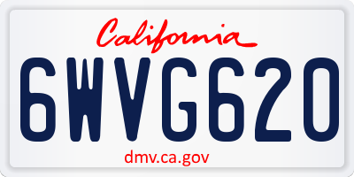 CA license plate 6WVG620