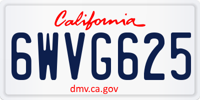 CA license plate 6WVG625
