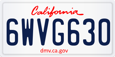 CA license plate 6WVG630