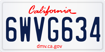 CA license plate 6WVG634