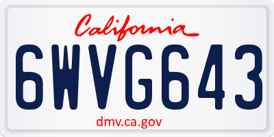 CA license plate 6WVG643