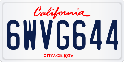CA license plate 6WVG644