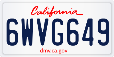 CA license plate 6WVG649