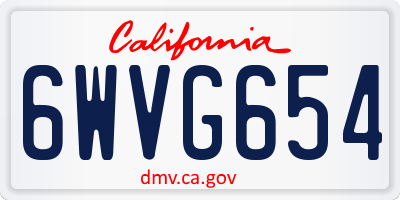 CA license plate 6WVG654