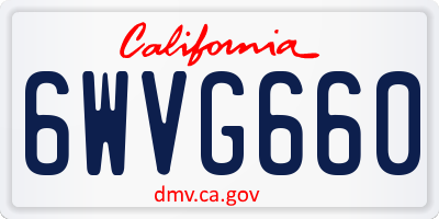 CA license plate 6WVG660