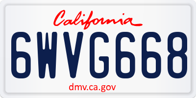 CA license plate 6WVG668