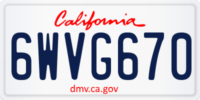 CA license plate 6WVG670