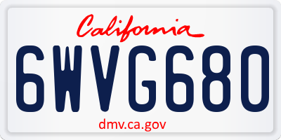 CA license plate 6WVG680